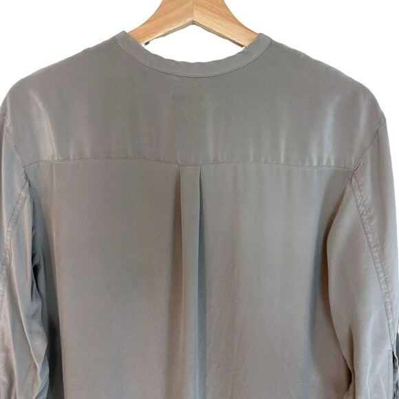 Club Monaco 100% Silk 1/2 Button Sleeve Tie Top - Picture 4 of 7